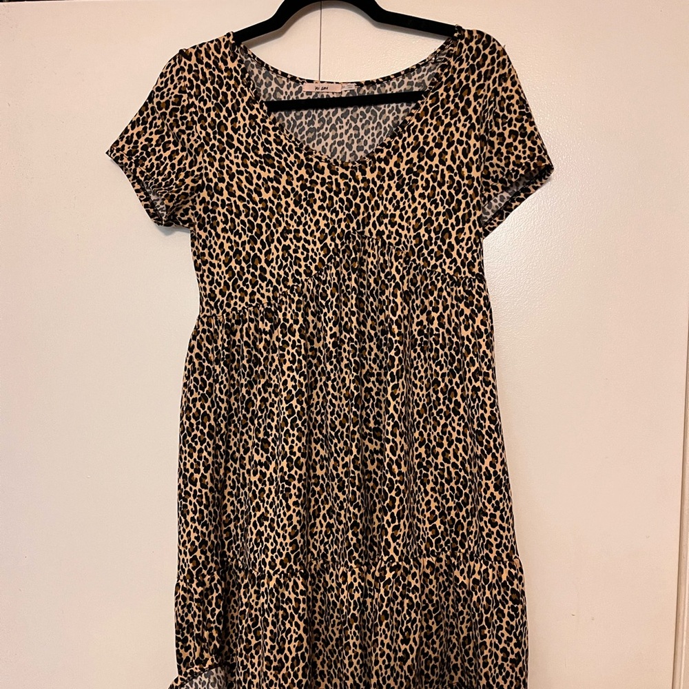 Mi Ami Leopard Print Babydoll Dress (M) N w/out tags